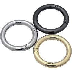 LiamwA Feder-O-Ringe, 1 Stück, 38/50 mm, O-Ring-Schnallen, Clips, Zinklegierung, zu öffnendes Federtor, Ledertasche, Gürtelriemen, runde Druckauslöser-Karabinerhaken