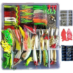 Topconcpt 275 Pieces Freshwater Fishing Lure Set Fishing Tackle Box with Accessories Frog Bait Fishing Spoon Saltwater Pencil Lure Lure Grasshopper for Bass Trout Bass Salmon