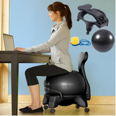 XCSCUK Fitness-Ballstuhl, ergonomischer Yoga-Ballstuhl für Erwachsene/Schwangere, Balance-Ball-Haltungsstuhl mit Rückenstütze für Zuhause