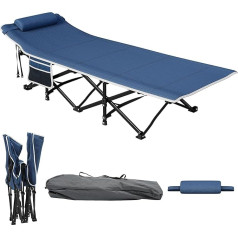 YITAHOME Folding Camp Bed for Adults, Robust Camping Bed with a Load Capacity of 260 kg, Strong Frame with Thicker Tubes, Camp Bed with Carry Bag for Travel/Office/Outdoor, Blue