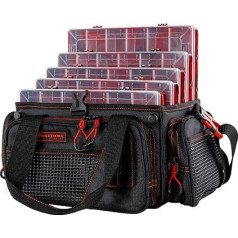 Evolution Outdoor Drift Series Topless Horizontal Tackle Bag - Outdoor Backpack w/ 5 Fishing Tackle Trays, Padded Handle and Shoulder Strap, Pliers Holster, Tackle Carry Bag, Getaway Solids,