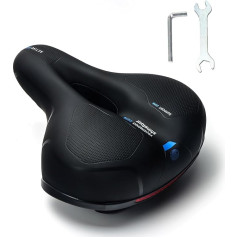 UVTQSSP Comfortable Bicycle Saddle 9.8 x 8 Inch Replacement Cushion with Double Shock Absorbing Stationary Bike Seat for Mountain Bikes, Road Bikes, with Reflective Safety, Soft, Durable
