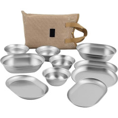 ZBIianxer 6/8/10pcs Camping Dinner Set Metal Plate Practical Picnics Dishes Plates for Camping and Travel Dishwasher Safe Dishes 304 Metal Plate