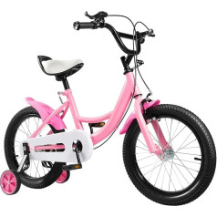 TESUGN 16 Inch Children's Bike, Children's Bicycle Height Adjustable Children's Bicycle with Removable Stabilisers Cycling, Boys Girls Children Bicycle from 5-8