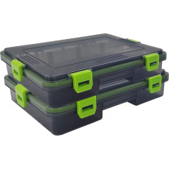 Aventik Waterproof Fishing Tackle Boxes Hooks Storage Catch Container Organizer Box Transparent Adjustable Dividers Holds Terminal Fishing Tackle and Bait Box 2 Pack (3500m, 2 Pack)