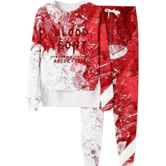 Sportanzug Damen Set, Sweatshirt und Trainingshose, Sweatshirts Set Blutiges Horror Sportanzug 2 Teiler Rund Ausschnitt Sweatsuit Set Locker Lounge Freizeitanzug Winter Stilvolle Sportswear Running