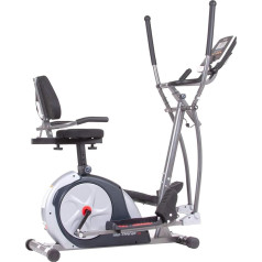 Body Champ 3-in-1 Exercise Bike, Upright Exercise Bike, Elliptical Device & Recumbent Bike, Trio Trainer Exercise Bike Plus Two Upper Body Options, Silver, BRT7989