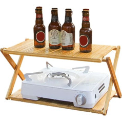 Rukjmqi Camping Folding Shelf, Folding Table Shelf Display, Portable, Robust Wooden Shelf, Portable Multifunctional Plant Shelf, Folding Shoe Organiser, Easy Assembly for