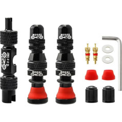 MUQZI Tubeless Schrader Valve Stems Kits - Alloy 60mm Bicycle Tubeless Tubeless Valves Schrader Stems Universal for MTB Rim Tubeless Valve with Removal Tool Black