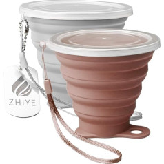 ZHIYE Foldable Camping Cup with Lid BPA-Free Silicone Waterproof Retractable Portable Foldable Travel Cup for Outdoor Hiking Picnic