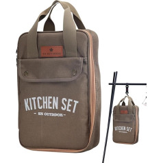 Camping Utensil Set, Cooking Utensils Set - 8-Piece Stainless Steel Camping Utensils, Portable Cooking Utensil Bag, Metal Cooking Utensil Set for Outdoor Hiking BBQ Cookware