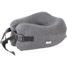 REIFOR Neck Pillow, Travel Neck Pillow, Made of Memory Foam, Adjustable, Cotton Travel Pillow, Foldable, for Aeroplane and Car, Neck Pillow, Aeroplane (Dark Grey)