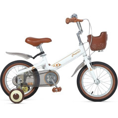 SilteD Kids Bike with Handbrake and Basket for Girls 3-9 Years Old 14/16/18 Inch Youth Bike with Stabilisers and Mudguards, Kids Bike (Color : Pearl White, Size : 18