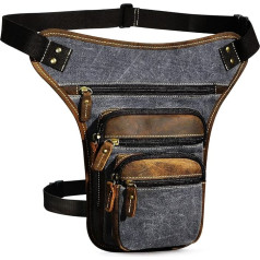 FB913-5 Men's Canvas + Leather Motorcycle Riding Bag Leg Bag Leg Bag Outside Leg Bag Hip Bag Drop Leg Bag
