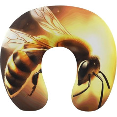 LHJKB U Shaped Travel Pillow, Memory Cotton, U-shaped Neck Pillow, Cartoon Bee Print, Lightweight, Portable Headrest, Ideal for Airplane Chair, Car, Home, Office