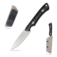 SDOKEDC DC53 Steel Knife Fixed Blade with Kydex Sheath Hunting Knife for Men EDC Outdoor Camping Survival (White Carbon Fibre Handle)