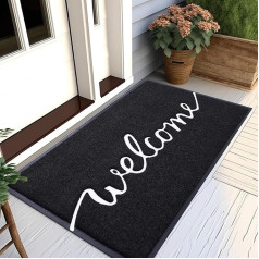 Homaxy Welcome Doormat, Outdoor and Indoor, Non-Slip Dirt Trapper Mat, Washable Outdoor Door Mat for Front Door, Entrance Area, Garden (80 x 120 cm, Black)