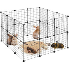 Relaxdays Outdoor Enclosure, DIY Outdoor Enclosure for Small Animals, Expandable Rabbit Run, HBT Approx. 72 x 110 x 110 cm, Black