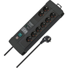 Brennenstuhl Premium-Line Power Strip 8-Way with Surge Protection (Multiple Socket with Switch and 3 m Cable, Made in Germany) Black