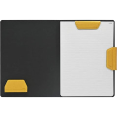 LHiDS Writing Case DIN A4 Clipboard Folder, Multifunctional Magnetic Board with Business Card Holder & Paper Folder, Aesthetic File Folder for Office and School, Black/Yellow
