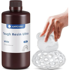 ANYCUBIC Ultra Tough 3D Printer Resin, Ultra Strong and Robust, Durable Impact Resistance, Exceptional Flexibility, Suitable for All DLP/LCD Resin 3D Printers (White, 1000 g)