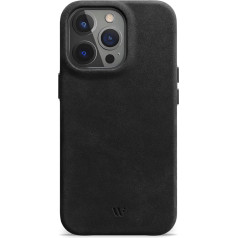 WIIUKA Case for iPhone 14 Pro Max, Leather from Germany, Leather Extra Thin, Premium Mobile Phone Case, Qi, Vintage Black