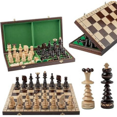 Master of Chess Gentleman 50 x 50 x 3 cm Wooden Chess for Adults and Children, Handmade Chess Board and Pieces (50 x 50 x 3 cm White Edge)