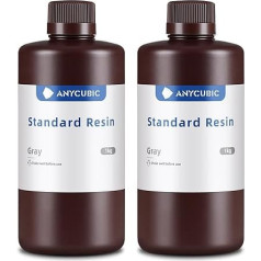 ANYCUBIC 3D Printer Resin, UV 405 nm Standard Rapid Photopolymer Resin with High Accuracy, Fast Curing and Excellent Fluidity for LCD DLP 3D Printer (Grey, 1 kg, 2 Pieces)