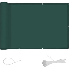 AXT SHADE Balcony Privacy Screen, 100 x 1000 cm, Balcony Cladding, Balcony Cover, Balcony Covers, Opaque, 100% Waterproof Polyester Fabric, UV Protection, Green
