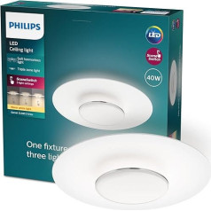 PHILIPS LED SceneSwitch Garnet Ceiling Light (30 W), LED Light with Three Dimming Levels and Warm White Light, LED Lighting with EyeComfort, White