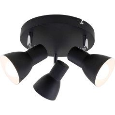 BRILONER Leuchten Ceiling Light, Ceiling Spotlight, Rotatable and Swivelling Spotlight, 3x E14, Max. 25 Watt, Retro, Black, 210 x 140 mm (DxH)