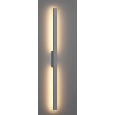 Klighten Long Wall Light LED Outdoor Indoor 32 W 2000 lm Outdoor Wall Lights Waterproof IP65 Outdoor Lamp Wall Lamp for Garden Patio Entrance Villa, 124 cm, Warm White 3000 K, Dark Grey