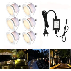 LED Recessed Ground Lights for Outdoor Use, DC 12 V, 1 W, 45 mm in Diameter, Set of 10