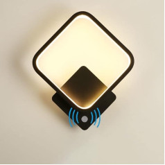 Modern LED Wall Lamp with Motion Sensor 18 W 3000 K Aluminium Wall Light with Motion Sensor Wall Lighting for Hallway Corridor Staircase Balcony Living Room Bedroom Lamp Black Sensor Lamp