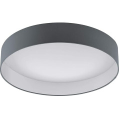 EGLO LED Deckenlampe Palomaro, Deckenleuchte Stoff, Wohnzimmerlampe aus Textil, Kunststoff, Farbe: Anthrazit, Weiß, Ø: 50 cm