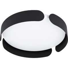 EGLO Valcasotto LED Ceiling Light, 1-Bulb Minimalist Ceiling Light, Living Room Lamp Made of Metal in Black, Plastic in White, LED Bedroom Lamp Warm White