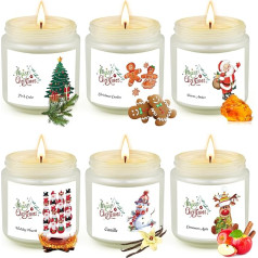 Glass Christmas Candles for Women, Pack of 6 Scented Candles Set, Natural Soy Wax, Aromatherapy Candles for Birthday, Candles for Women, Men, Girlfriends, Colleagues