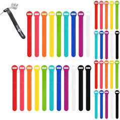 Wrap-It Storage Self Gripping Cable Ties - Assorted Size Pack of 40 Multicoloured - Reusable Cable Ties with Velcro Closure for Cable Management and Desk or Office Organization