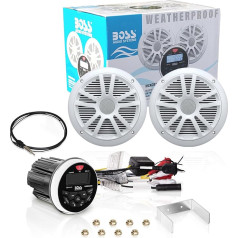 1 x AUDIO Systems MCKGB350W.6 Marine Kit with Waterproof Bluetooth AM/FM Stereo Receiver, Pair of MR6W 6.5