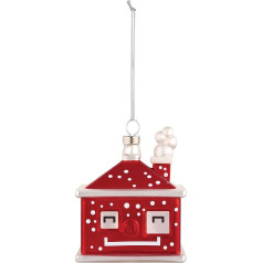 Alessi Cubetta GJ02 17 - Christmas Decoration Representing the Festive Snow Covered House, Made of Mouth Blown Glass in One Shape and Decorated by Hand