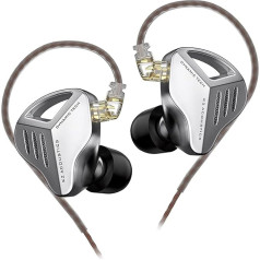 LINSOUL KZ ZVX 10 mm Dual Cavity Super Linear Dynamic Driver HiFi In-Ear Headphones with Removable 0.75 mm Recessed 2-Pin Silver-Plated Cable for Musicians (Silver, Without Mic)