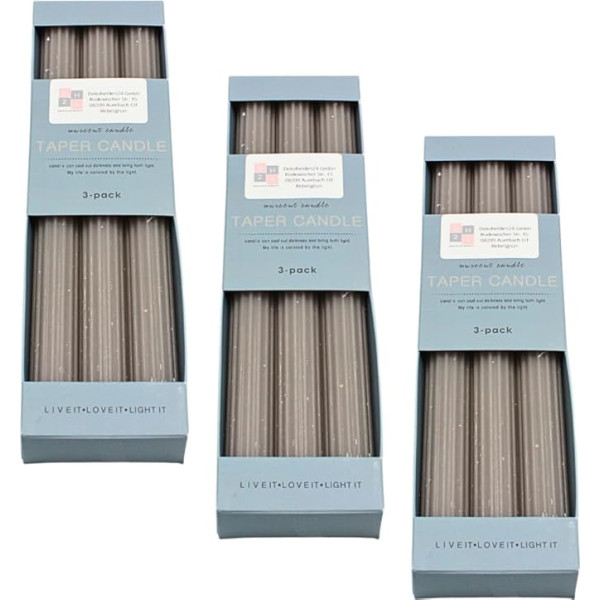 Dekohelden24 Taper Candles/Candles, Box contents: 9 taper candles, fluted, size: H x Ø approx. 25 x 2 cm
