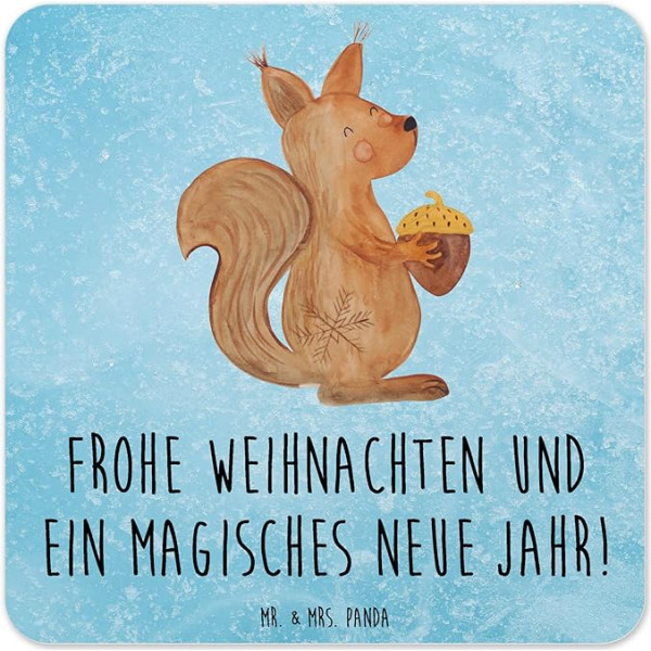 Mr. & Mrs. Panda Set of 6 Coasters Squirrel Christmas Gift Happy New Year Christmas Motif Santa Claus Design Coaster for