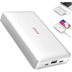 iDiskk 2TB (2000GB) External iPhone Hard Drive for iPhone/iPad with 10000mAh Power Bank, 2 in 1 MFi Certified HDD iPhone Lightning USB Photo Stick for iOS Type-C/Android Phones Mac and PCs