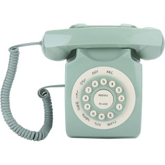 Dpofirs Green Vintage Telephone Classic Retro Landline Phone Old Style Cabeebound European Phone with Big Buttons for Home Desk Office Decoration Gift