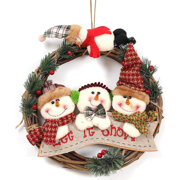 Christmas Wreath Rattan Christmas Wreaths for Front Door 29 cm Snowman Rattan Wreath Christmas Wreath Door Wreath Christmas Rattan Pendant Christmas Wreath Decorative Wreath for Thanksgiving Wedding