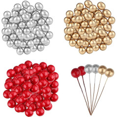 300 Pieces Christmas Holly Berries Red Gold and Silver Artificial Berries for Christmas Wreath Making Accessories Christmas Tree Flower Decorations Christmas Party Decoration