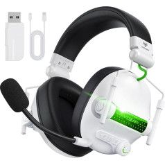 WESEARY WG2 Bluetooth Headphones, 2.4G Wireless Gaming Headset with Microphone for PS5, PS4, PC, Switch, Mac, Foldable 7.1 Surround Sound Noise Cancelling with RGB Light, Over 50 Hours Battery Life