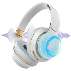 LuLuanping Bluetooth On-Ear Headphones, HiFi Stereo, Built-in Microphone, with Adaptive Noise Cancelling for Crystal Clear Calls, Foldable Wireless Headphones for Mobile Phones/iPad/Laptops/PC (White)