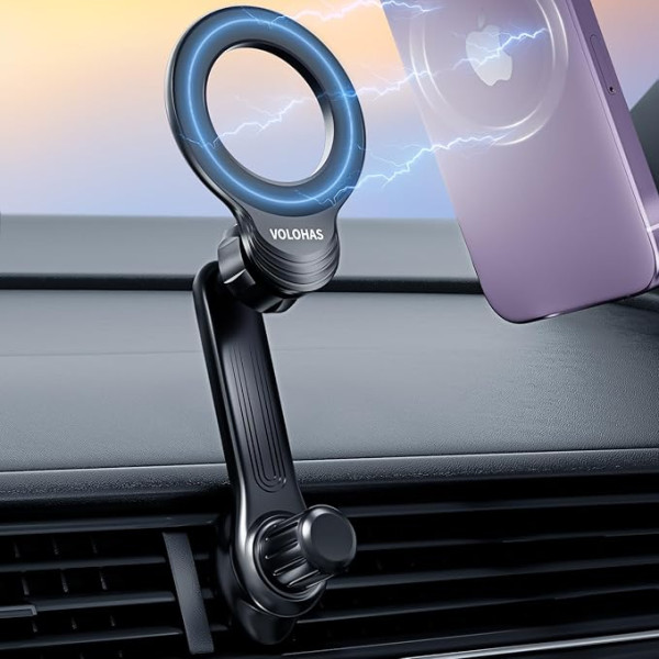 VOLOHAS Magsafe Car Holder, Mobile Phone Holder, Car Mag-Safe Super Stable Anti-Fall for iPhone 15 14 13 12, Samsung, Google, Magnetic Mobile Phone Holder for Car, 360° Rotatable Mobile Phone Holder